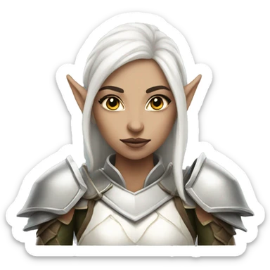 elf woman with heavy white armor fantasy sticker