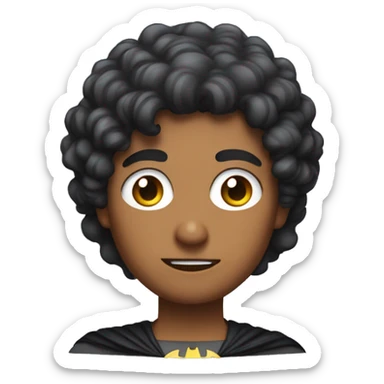 short, curly haired indian pretending to be batman sticker