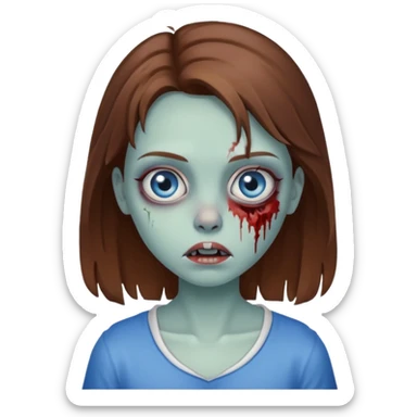 girl zombie brown hair and blue eyes sticker