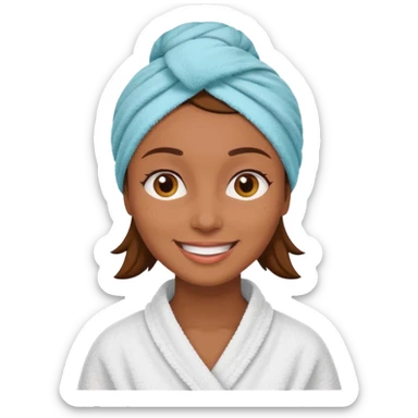 Mujer morena con en toalla en la cabeza sticker