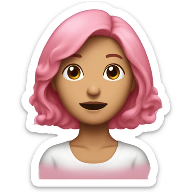 Mujer coreana de pelo castaño abrazando un corazón rosado grande sticker