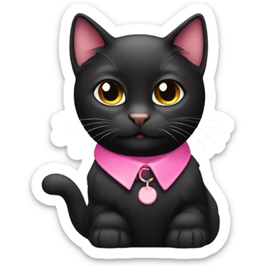 Cute black cat with pink collar sticker