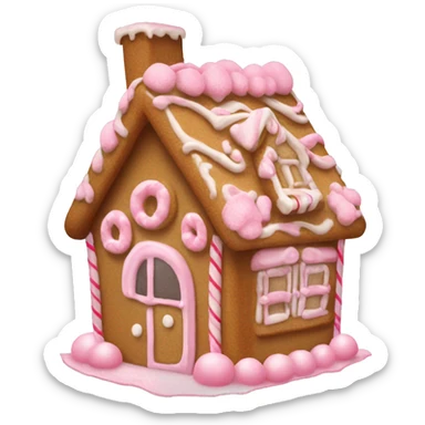 gingerbread house with light pink frostinf sticker
