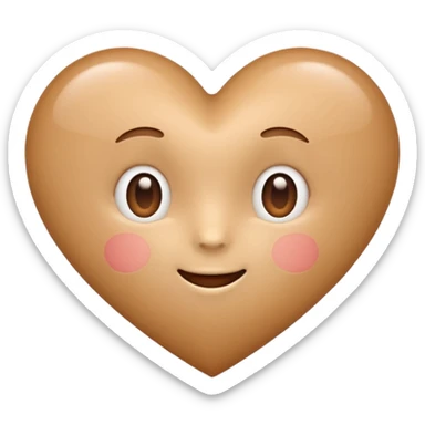 Cute light brown heart emoji sticker