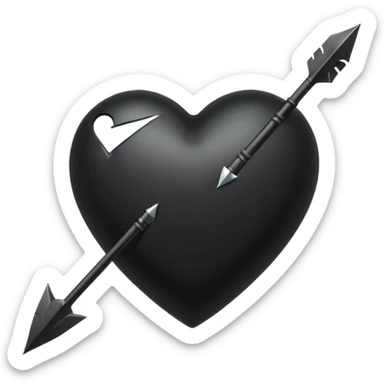 Corazón negro con una flecha sticker