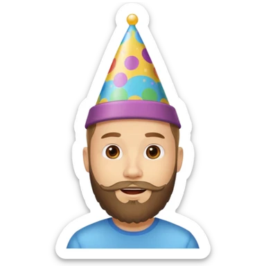 young man with a beard, happy birthday boy sticker