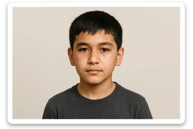 menga 10 11 yoshli bolani tasvirlab ber orqa fonda hech qanday narsa bo'lmasin va u bola o'zbek bo'lsin hech qanday milliy liboslarsiz sticker