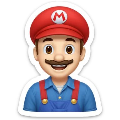 Laughing Mario in a retro gaming style sticker