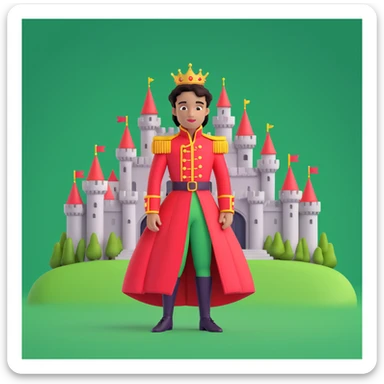 prince in red dress, royal castle background sticker