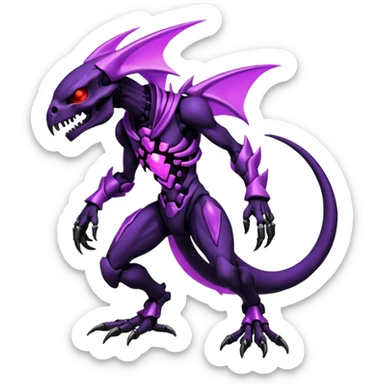 Shiny Futuristic Badass Edgy Dark Evil Spectral Dusky Spooky Skull-faced Cool Hot Stylish Handsome Salandit-Darkrai-Genesect-Fakémon-fusion (full body) sticker