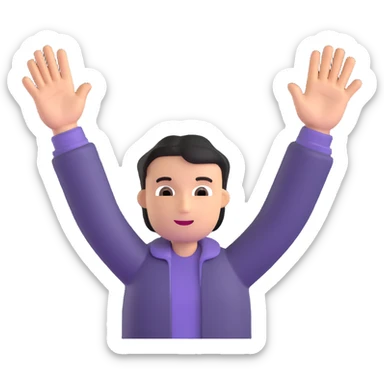 person raising hands in celebration reaching goal sticker