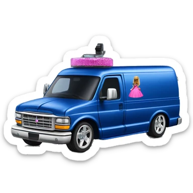 Dark blue Barbie themed lowrider armored truck  sticker