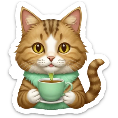 Minty Leaf Juicy Feline Fluffy Tea Cat sticker