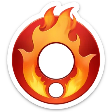 A minimalist CD disc with a subtle fire design, red flames, with a circle in the middle and a hole in the center sticker