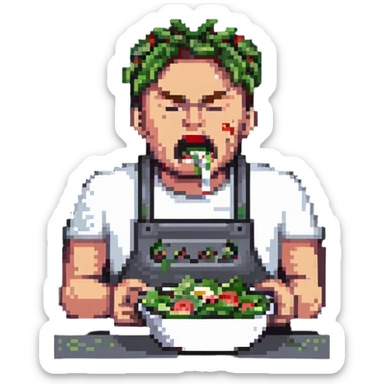 Man spitting out salad, disgusted face sticker