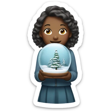 A girl with a snow globe sticker