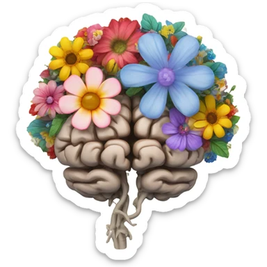 anatomical brain with flowers sticker