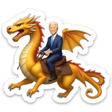 Joe Biden riding dragon sticker
