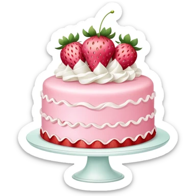 pink vintage coquette strawberry cake  sticker