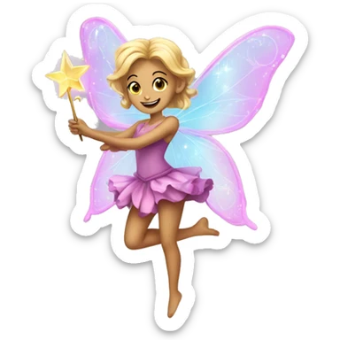 I want a beautiful fairy in a wand flying  sticker