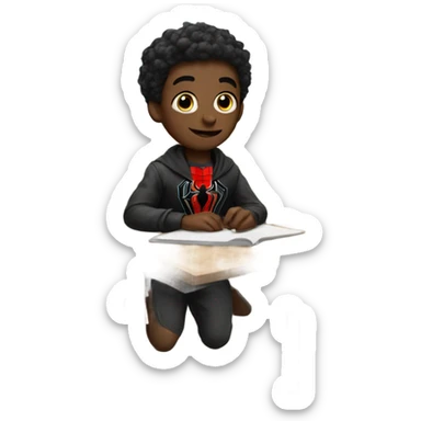 black spider-man go to school  sticker