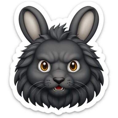Black lion head bunny is angry sticker