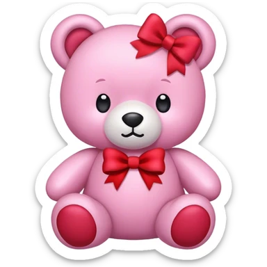 pink stuffed bear with bow sticker
