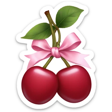 Cherrys with light pink bows on top sticker