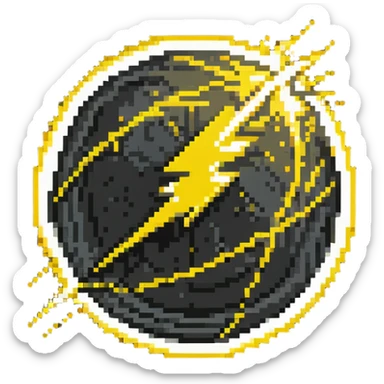 Glowing yellow orb with speed lines, color #eab308 with lighter glow, motion lines, lightning bolt symbol, dynamic energetic appearance, 32x32 pixels sticker