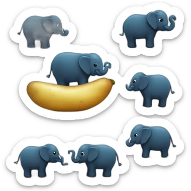 Une patate bleu avec un éléphant noir qui courre lentement sticker