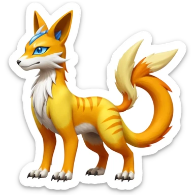 Latias-Vernid-Lombax-Koraidon-Renamon-Zeraora-Bastet-Fakémon-Digimon-hybrid-fusion-creature, full body sticker