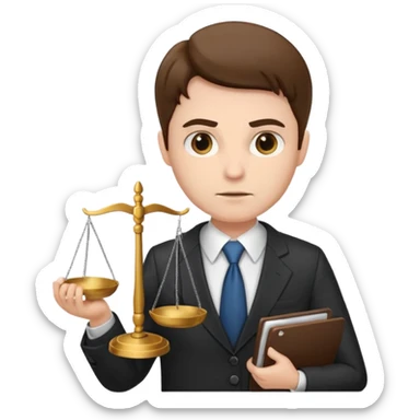 Lawyer holding a scale sticker