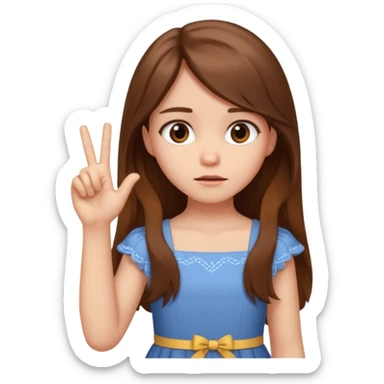 fake costumer loyalty, girl that doesn't care, she is like whatever, brown long hair, cute dress and her hand showing like i dont care whatever, make her look little bit bored sticker