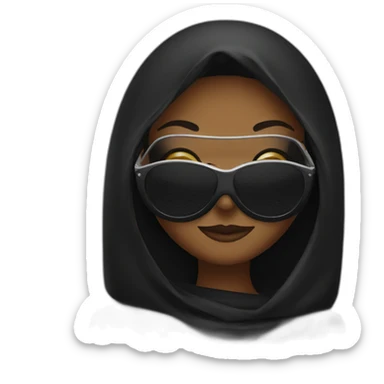 black veiled woman with mask and sunglass sticker