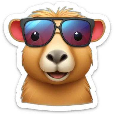 Capybara met rode pet en een zonnebril sticker