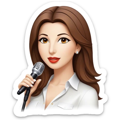 Cinematic Realistic Nancy Ajram Pop Culture Emoji, depicted with a charismatic modern portrayal of the celebrated singer rendered with crisp detail and energetic lighting. sticker