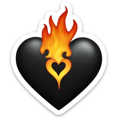 black heart with flames sticker