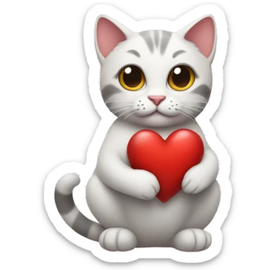 Cat holding a heart sticker