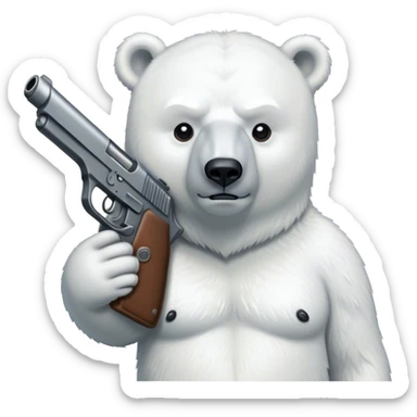 A polar bear with a gun sticker