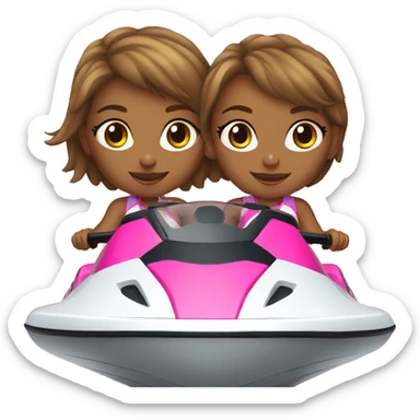 Twin girls on a jetski sticker