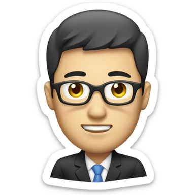 a chinese employee at his desk sticker