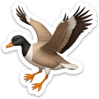 wild goose in flight, with black neck, black feet, black beak, brown wings sticker