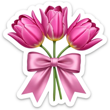 Pink tulips with a bow sticker