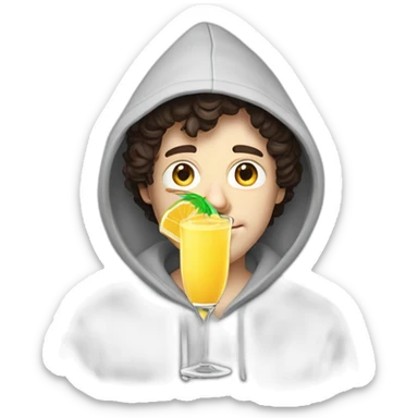 josh brener from silicon valley in hoodie holding Piña colada sticker