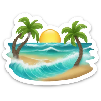 hawaii beach waves sticker