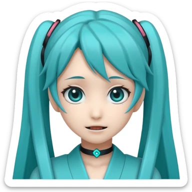 Hatsune miku with creepy face sticker