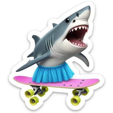 Shark wearing a tutu on a skateboard  sticker