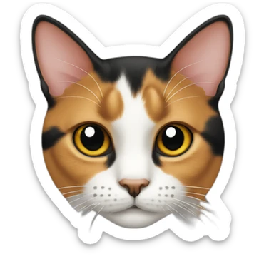 calico cat with a half black nose sticker