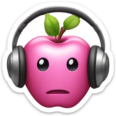 pink apple headphones sticker