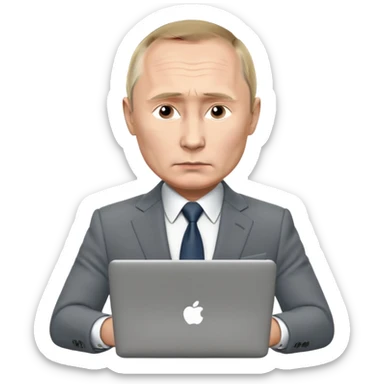 Putin with laptop sticker